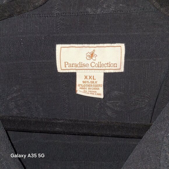Paradise Collection Black Short Sleeve Button-Up Mens Shirt XXL Silk Blend Coast - Picture 3 of 8